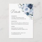 Dusty Blue Navy Floral Wedding Details, Ceremony Begleitkarte (Vorderseite)