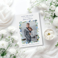 Dusty Blue Navy Floral Wedding Foto