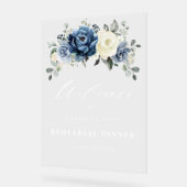 Dusty Blue Navy Ivory Rehearsal Dinner Welcome Acrylschild (Winkel)