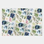 Dusty Blue & Navy Peony Blumengarten Geschenkpapier Set (Vorderseite 2)