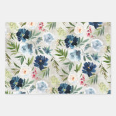 Dusty Blue & Navy Peony Blumengarten Geschenkpapier Set (Vorderseite 3)