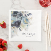 Dusty Blue Navy Peony Sparkling Gold Floral Serviette (Beispiel)