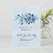 Dusty Blue Navy Peony werden Sie meine Bridesmaid Einladung (Stehend Vorderseite)