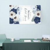 Dusty Blue Navy Script Floral Brautparty Banner (Messeveranstaltung)