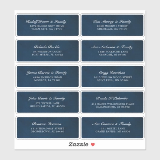 Dusty Blue Navy Wedding Guest Address Aufkleber (Blatt)