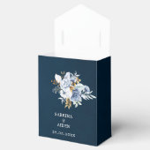 Dusty Blue Navy White Gold Floral Wedding Geschenkschachtel (Geöffnet)