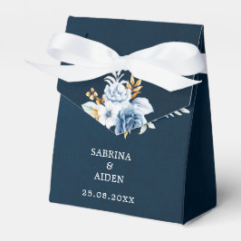 Dusty Blue Navy White Gold Floral Wedding Geschenkschachtel