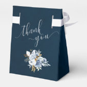 Dusty Blue Navy White Gold Floral Wedding Geschenkschachtel (Rückseite)