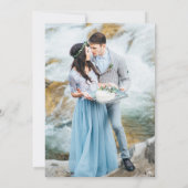 Dusty Blue Navy White Ivory Gold Floral Wedding Einladung (Rückseite)