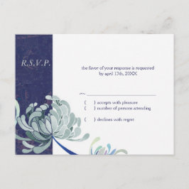 Dusty Blue, Navy & White Wedding RSVP Einladungspostkarte