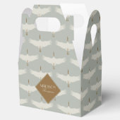 Dusty Blue Neutral Birds Krane Art Deco Monogramm Geschenkschachtel (Geöffnet)