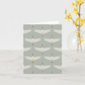 Dusty Blue Neutral Birds Swans Art Deco Monogram Karte (Gelbe Blume)