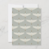 Dusty Blue Neutral Birds Swans Art Deco Monogram Mitteilungskarte (Rückseite)