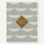 Dusty Blue Neutral Birds Swans Art Deco Monogram Notizblock (Vorderseite)