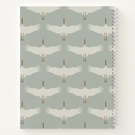 Dusty Blue Neutral Birds Swans Art Deco Monogram Notizblock (Rückseite)