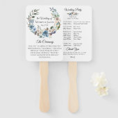 Dusty Blue Neutral Floral Wedding Program Fans Fächer (Vorne und Hinten)
