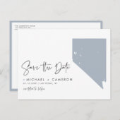 Dusty Blue Nevada Staat Karte QR-Code Save the Dat (Vorne/Hinten)