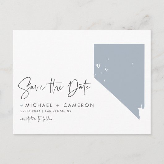 Dusty Blue Nevada Staat Karte QR-Code Save the Dat (Vorderseite)