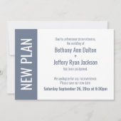 Dusty Blue New Plan, verzögerte Hochzeitkarte Einladung (Vorderseite)