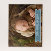 Dusty Blue Newborn Baby Boy Birth Stats Photo Puzzle (Vertikal)