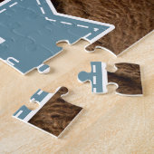 Dusty Blue Newborn Baby Boy Birth Stats Photo Puzzle (Seite)