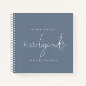 Dusty Blue Newlyweds Script Wedding Guest Book Notizblock (Vorderseite)
