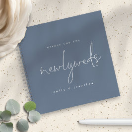 Dusty Blue Newlyweds Script Wedding Guest Book Notizblock