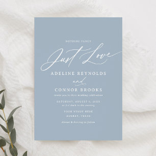 Dusty Blue Nichts Extravagant nur Liebe Hochzeit Einladung