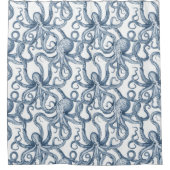 Dusty Blue Octopus Design Duschvorhang (Vorderseite)