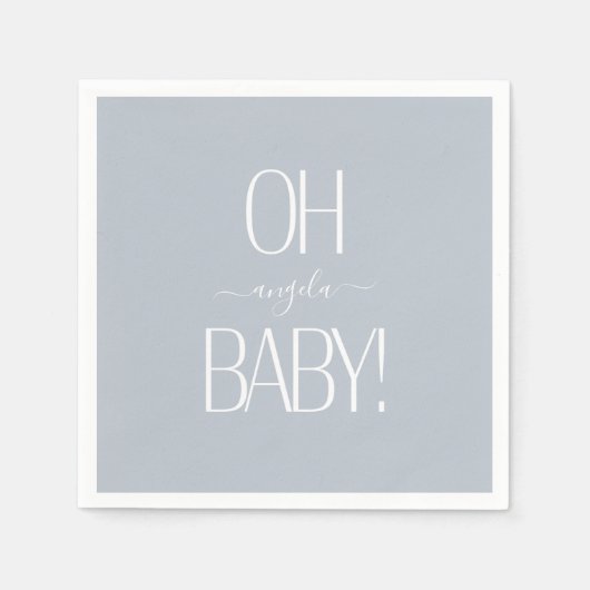 Dusty Blue Oh Baby Custom Duschpapier Napkin Serviette (Vorderseite)