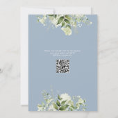 Dusty Blue Oh Boy Greenery QR Code Baby Shower Einladung (Rückseite)