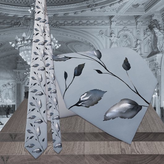 Dusty Blue Ombre Greenery Wedding Krawatte