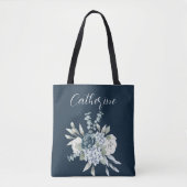 Dusty Blue One Side Script Personalisiert Name Boh Tasche (Vorderseite)