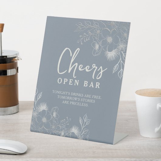 Dusty Blue Open Bar Pedestal Sign Sockelschild (In SItu)