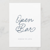 Dusty Blue Open Bar Wedding Sign Einladung (Vorderseite)