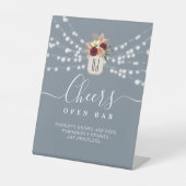 Dusty Blue Open Bar Wedding Sign Sockelschild (Vorderseite)
