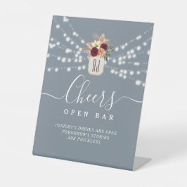Dusty Blue Open Bar Wedding Sign Sockelschild