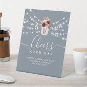 Dusty Blue Open Bar Wedding Sign Sockelschild (In SItu)