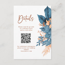Dusty Blue Orange Floral Elegante Hochzeiten Detai Begleitkarte