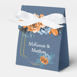Dusty Blue Orange Gold Peony Rose Wedding Geschenkschachtel