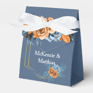 Dusty Blue Orange Gold Peony Rose Wedding Geschenkschachtel