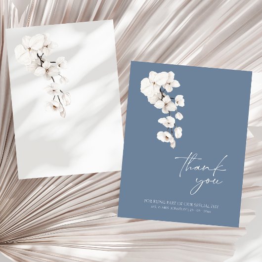 Dusty Blue Orchid Wedding Thank You Card Dankeskarte