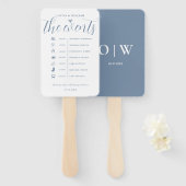 Dusty Blue Order of Events Wedding Program Hand Fa Fächer (Vorne und Hinten)