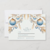 Dusty Blue Ornament Wedding RSVP Karte (Vorderseite)