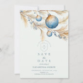 Dusty Blue Ornament Wedding Save The Date (Vorderseite)