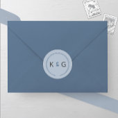 Dusty Blue Oval Monogram Wedding Runder Aufkleber
