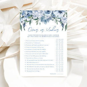 Dusty Blue Over oder Under Brautparty Game Card