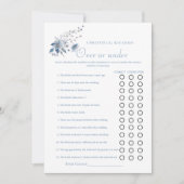 Dusty Blue Over oder unter Brautparty Game Card Ankündigung (Vorderseite)