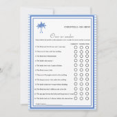 Dusty Blue Over oder unter Brautparty Game Card Ankündigung (Vorderseite)