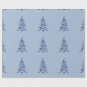 Dusty Blue Pagoda Weihnachtsbaum Muster Wrapping Geschenkpapier (Flach)